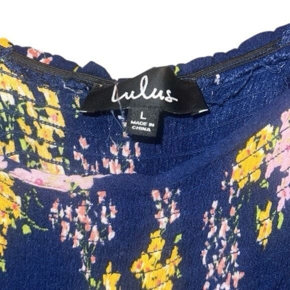 ✨Lulu’s Fairytale Bliss Navy Blue Floral Print Skater Sz Large Dress✨ - Picture 6 of 6